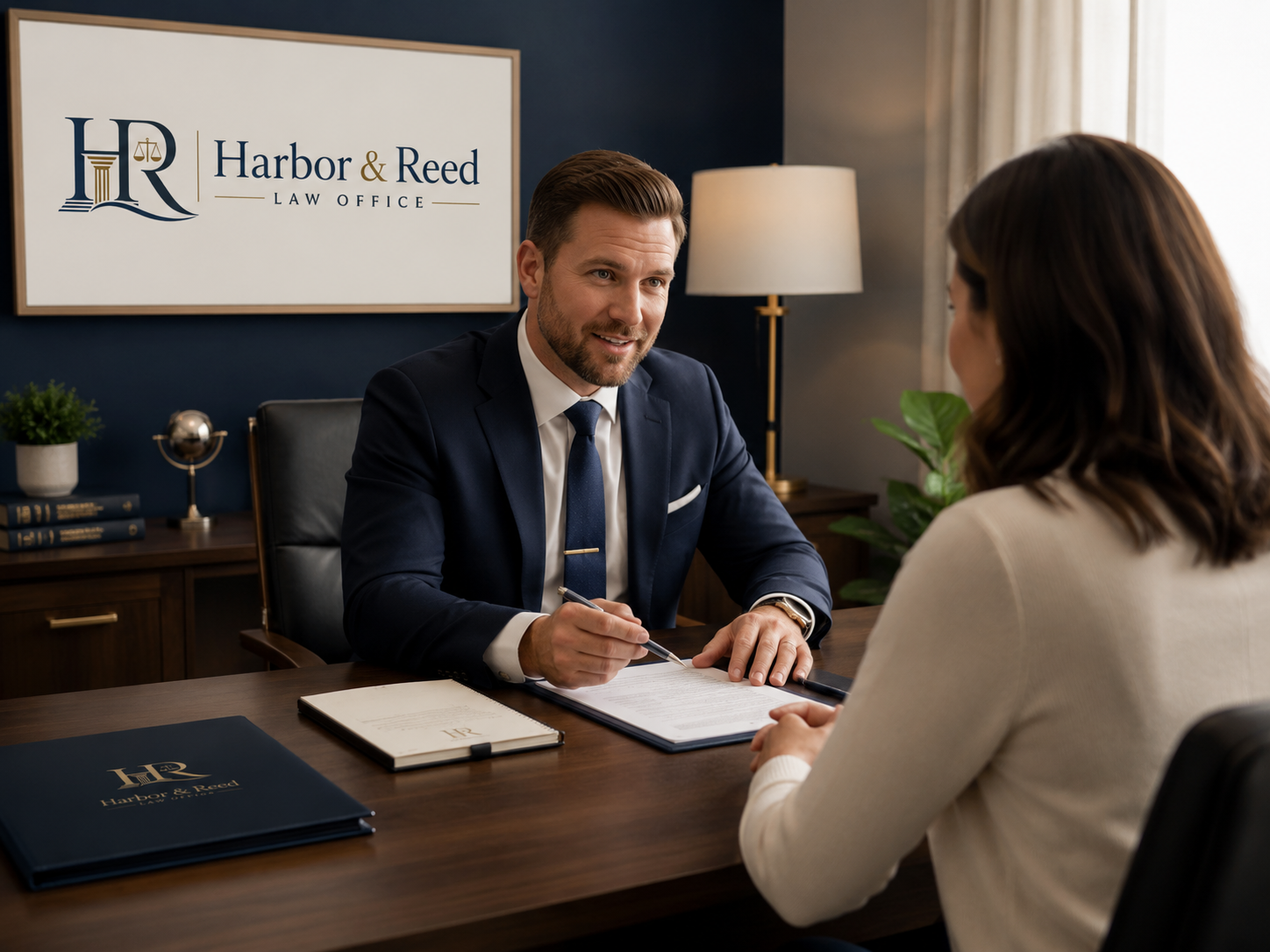 Attorney consulting with a client at Harbor & Reed Law Office